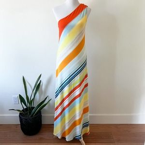 Ted Baker Maxi Dress One Shoulder Summer Striped